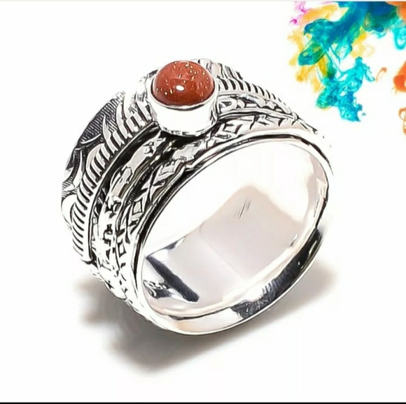 New Sun Stone 925 Silver Spinner Meditation Ring. - Picture 1 of 1